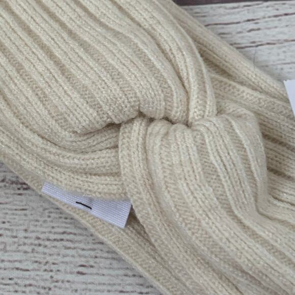 Time and Tru Off White Knit Headband Ear Warmer Winter Twisted Bow One Size - Picture 3 of 8